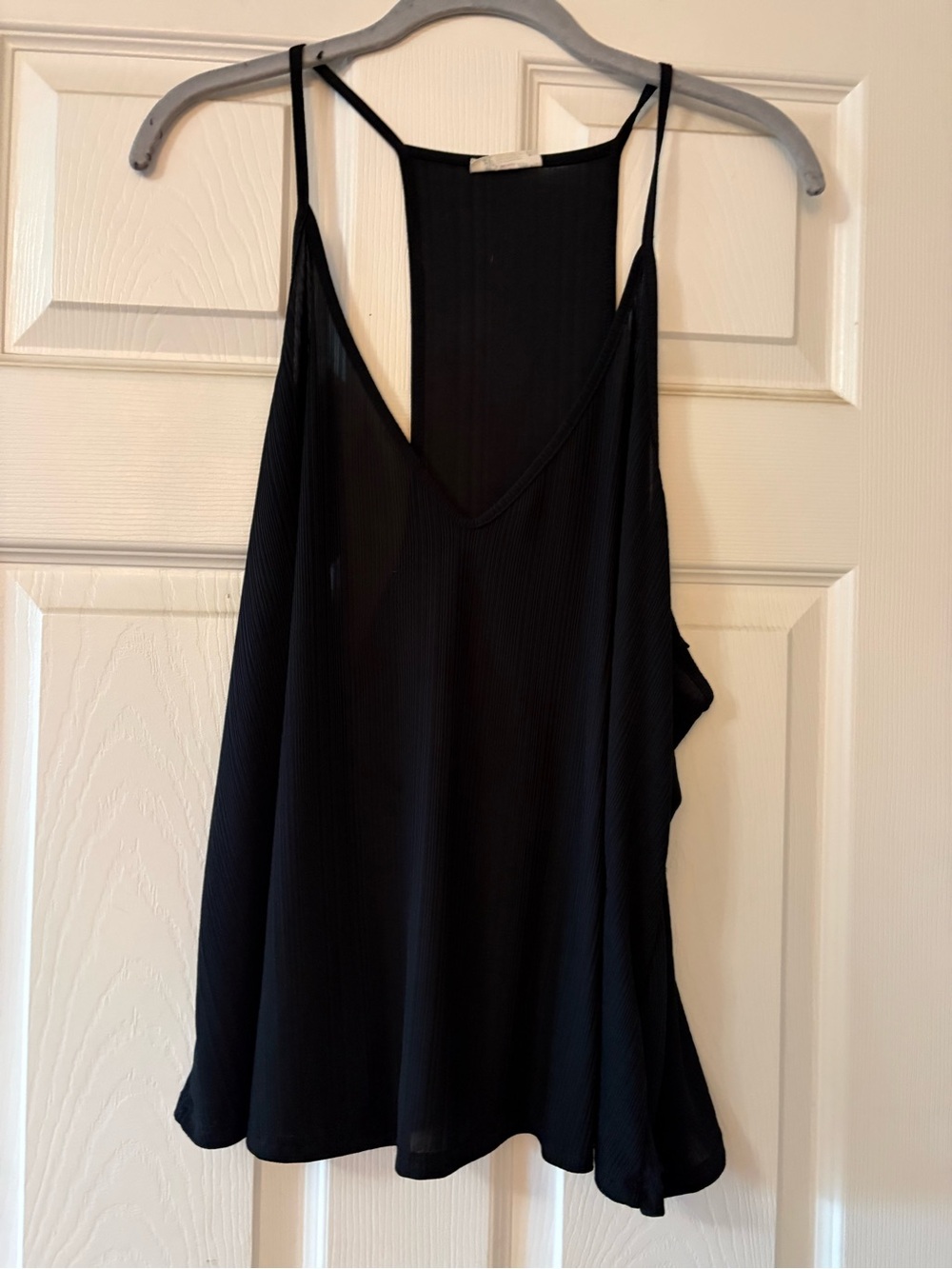 Free People Black V-Neck Spaghetti-Strap Tank